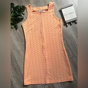 Vintage 90s Xhilaration Orange & Pink Zipper Front Sheath Jumper USA Made Size M